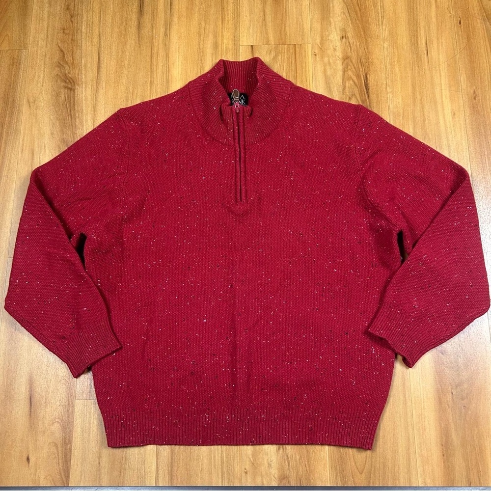 Jos. A. Bank Red Lambswool Half Zip Sweater Men’s Size L Warm Winter Knit‎